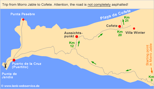 Anfahrtskarte nach Cofete (Fuerteventura)